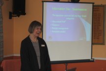 Kay Neale manager of The Polyposis Registry at St Mark's Hospital Harrow with her new style Questions and Answers slot.