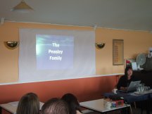 Jo starts her talk about the Peasley Family